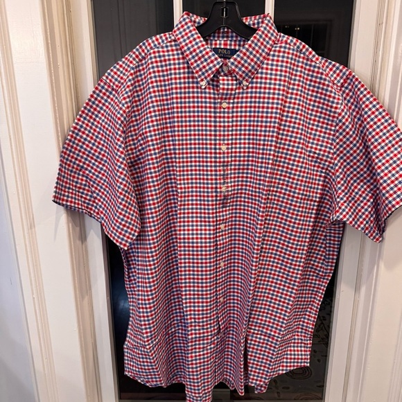 Ralph Lauren Men’s Sz 3XBT Button Down Oxford Shirt Short Sleeve Gingham NWT - Picture 3 of 13